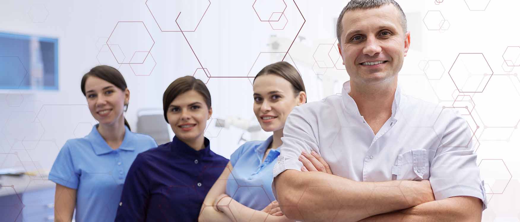 Dentists lined up smiling