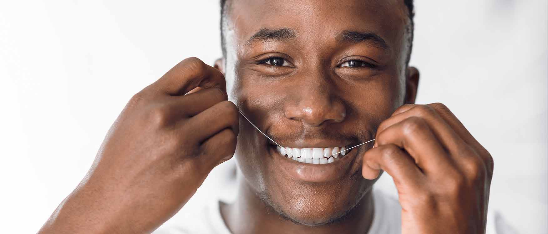 Man flossing
