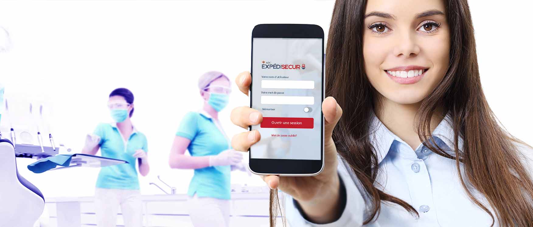 smiling woman holding a smart phone